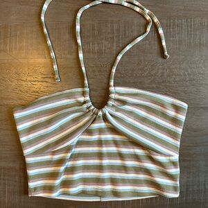 Aeropostale Striped Tie Halter Tube Top
